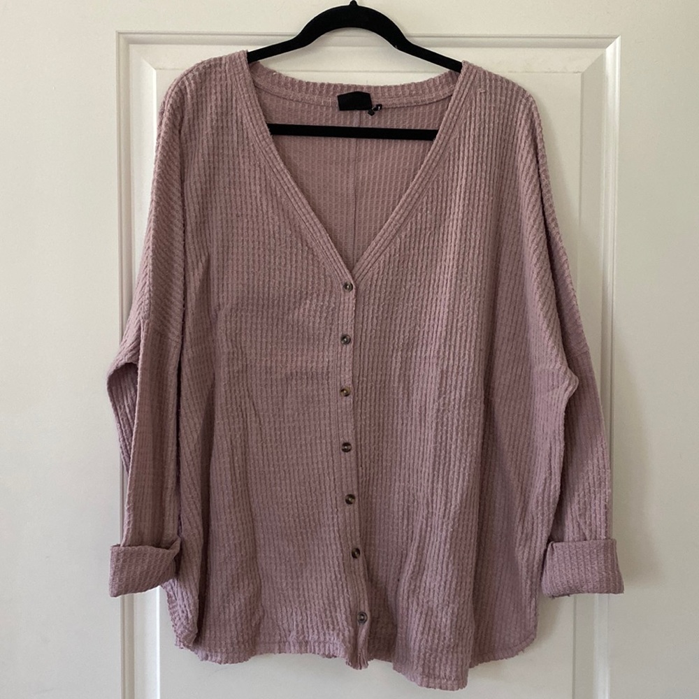 out from under waffle button down top